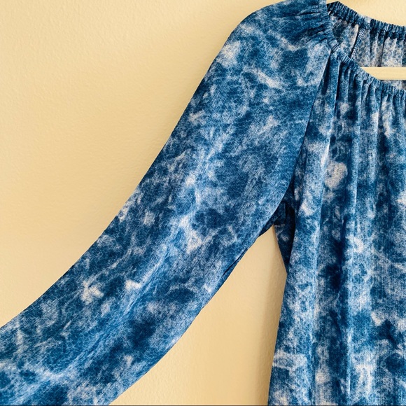 New Michael Kors Tie-Dye Long Sleeve Off the Shoulder Top - Picture 6 of 10